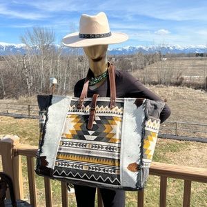 New RELEASE Myra Bag genuine leather rug Canvas Leather Weekender Travel tribal